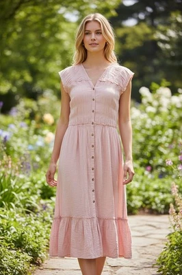 Vestido Free People Mujer Mediano Rosa Pálido Malva Desierto Aturdido Midi Boho Femenino Foto 1 de 4