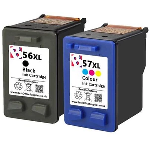56XL Black and 57XL Colour Refilled Ink Cartridge For HP PSC 1215 Series Printer - Picture 1 of 5