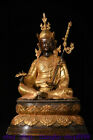15" Old Tibet Temple Bronze Gilt Guru Marpa Padmasambhava Rinpoche Buddha Statue
