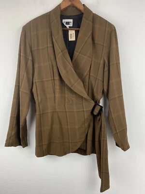 Chaqueta Blazer Vintage JM By Shelli Segal Talla Grande Para Mujer Marrón Cuadros Nueva con Etiquetas Foto 1 de 4