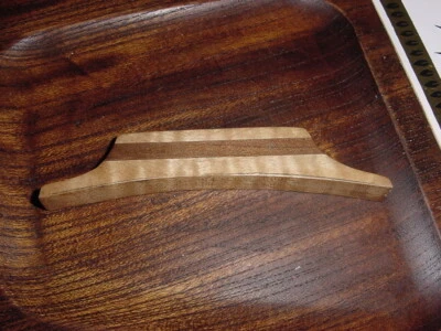 VINTAGE ARCHTOP GUITAR BRIDGE SADDLE  TIGER MAPLE AND WALNUT  19303/40s  NOS - Image 1 of 4