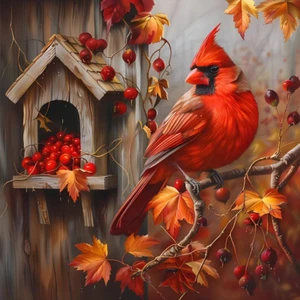 Diamond Painting Kits for Adults Cardinal, round Full Drill Diamond Art Kits, 5D - Picture 1 of 7