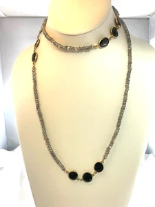 Rivka Friedman Mondstein & Onyx 36" Halskette Sterlingsilber - Bild 1 von 4