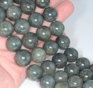 16MM DARK GREEN CHRYSOBERYL CHRYSOBERYL GEMSTONE ROUND LOOSE BEADS 8" - Picture 1 of 4
