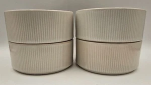 Set of 4 Famiware Stoneware Stackable Soup Cereal Bowls 5.5" Beige Stripe - Picture 1 of 7