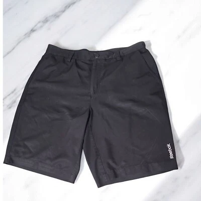 Reebok Play Dry Golf Shorts Flat Front Activewear Casual Black Mens Size 36 - Image 1 of 4