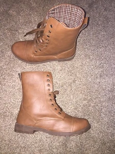 Blue Suede Shoes Brand Brown Leather 8 Inch High Top Lace Up Boots Size 11 - Picture 1 of 11