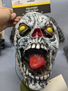 NWT Light Up Zombie Skull Unisex Mask. One Size Fits All. - Picture 1 of 7