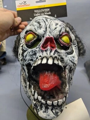 NWT Light Up Zombie Skull Unisex Mask. One Size Fits All. - Image 1 of 4