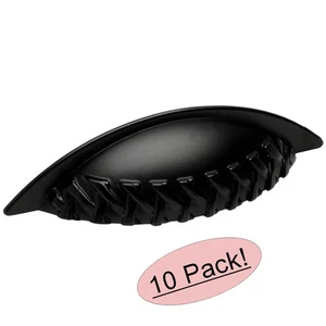 *10 Pack* Cosmas Cabinet Hardware Flat / Matte Black Braided Cup Pulls #7067FB - Picture 1 of 1