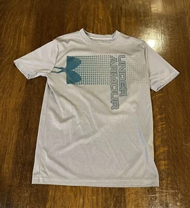 Under Armour Loose Heatgear Boy's Short Sleeve Graphic Shirt Size M Gray - Picture 1 of 3