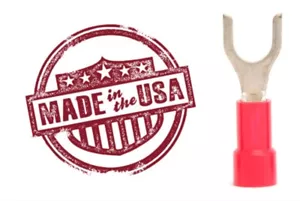 MVP 100 Red Vinyl Insul 18-22 AWG Spade Fork Wire Connector Terminal #6 Stud USA - Picture 1 of 1