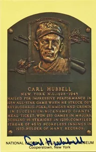 Bold Carl Hubbell Signed Autographed HOF Plaque Postcard PSA/DNA - Picture 1 of 3