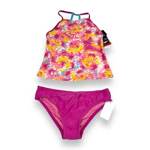 Speedo Costume da Bagno Bambina Tankini Spin Strap Due Pezzi, Rosa Viola, 14 US - Foto 1 di 3