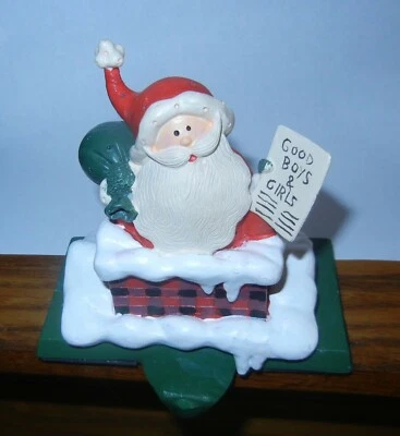 SANTA EN CHIMENEA PERCHA/SOPORTE SELLO MAGNÍFICOS DETALLES BASE HIERRO FUNDIDO Foto 1 de 4