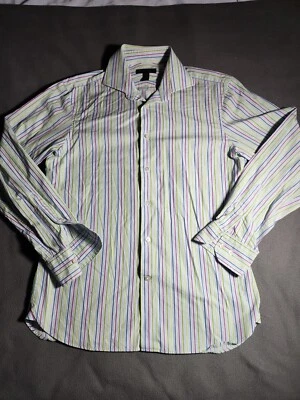 Camisa de estudio Express Design para hombre mediana verde a rayas manga larga con botones Foto 1 de 4