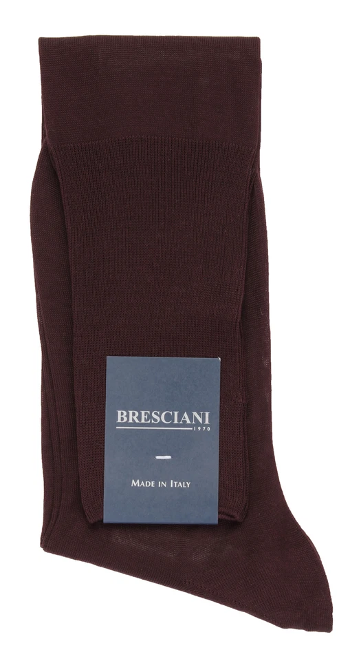NWT BRESCIANI SOCKS 2 PAIRS LOT knee high solid burgundy cotton luxury Italy L - Image 1 of 1