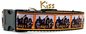 KISS collare cane rock N Roll fatto a mano fibbia regolabile larghezza 1" o 5/8" o guinzaglio  - Foto 1 di 12