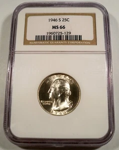 1946-S NGC MS66 WASHINGTON QUARTER 25c MS 66 SILVER - Picture 1 of 4