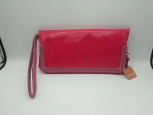 New Clava Wellie Fold Over Clutch Two Tone Pink with Wristlet Strap Travel NWT - Picture 1 of 11
