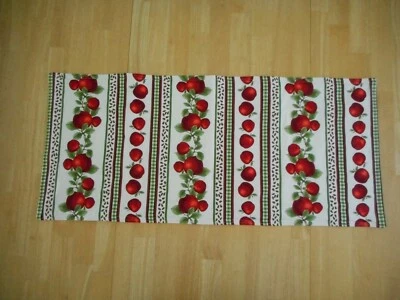 Handmade table runner - apples and green and white plaid stripes  NEW - Image 1 of 3
