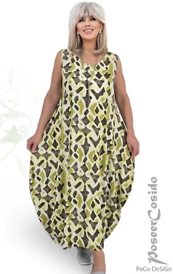 LAGENLOOK Top Ballon-Kleid lemon taupe 44 46 48 50 52 54 56 58 XL 2XL 3XL 4XL - Bild 1 von 4