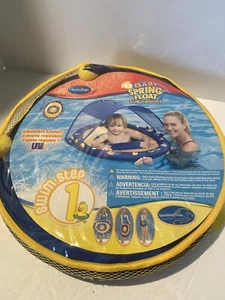 SwimWays Baby Spring Float w/Sun Canopy 9-24 months Swim Step 1 Blue - Picture 1 of 4