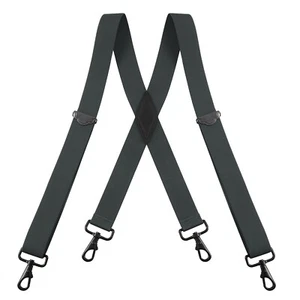 Buyless Fashion Suspenders for Men - 48" Adjustable 1 1/4" - X Back Black Hooks - Picture 1 of 119