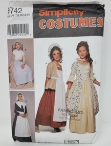 Simplicity 9742 Teen Pilgrim Pioneer Puritan Girls Costume Dress Sewing Pattern - Picture 1 of 3
