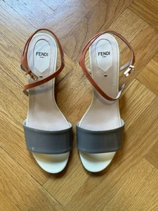 Fendi 9.5 EU 40.5 Women’s Colorblock Patent Leather Sandals 3” Heel Italy - Picture 1 of 9
