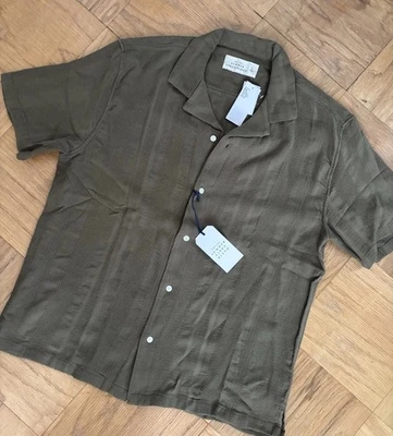 Abercrombie & Fitch Summer Linen-Blend Embroidered Green Shirt Mens Size SMALL - Image 1 of 4