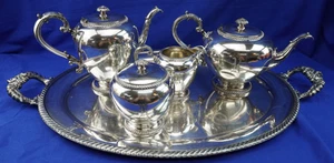 Reed & Barton Buckingham Cafetera Tetera Bandeja Crema Azúcar SET Mono R (G14) - Imagen 1 de 24