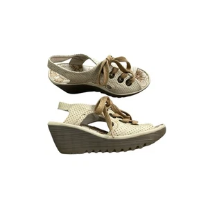 FLY LONDON Lace Up Sling Back Wedge Sandal Women's Size EU 38 - Picture 1 of 9