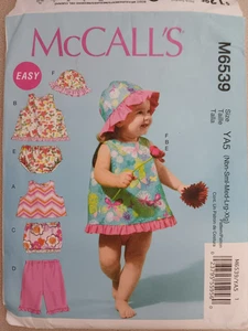 McCalls Patrón M6539 Bebé Solero Gorros Sombreros Bloomers Pantalones NB S M L XL - Imagen 1 de 2