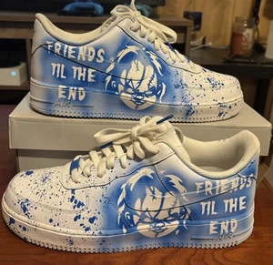 Custom Air Force 1 Low Chucky White Blue Splat Mens 10.5 Women’s 12 Rare Mint - Picture 1 of 12