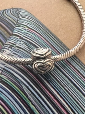 Original Pandora Herz Herzen Liebe Herzform Charm Clip Stopper 925er Silber - Bild 1 von 4