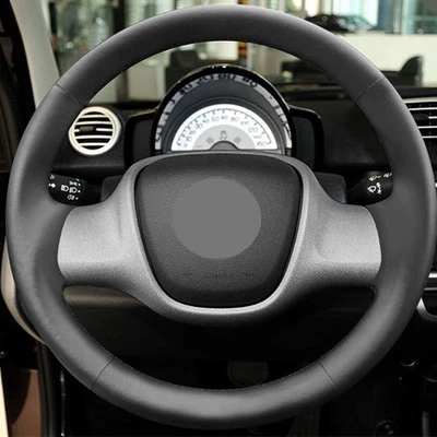 Hágalo usted mismo Cubierta de cuero para volante negro de costura para Smart Fortwo 451 2009-2015 Foto 1 de 4