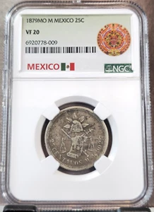 1879 MEXICO SILVER 25 CENTAVOS BALANCE SCALES NGC VF 20 SCARCE NICE COIN - Picture 1 of 3