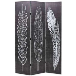 Folding Room Divider 120x170 cm Feathers Black and White vidaXL - Picture 1 of 5