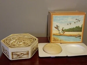 Vintage Avon Birds of Flight Ceramic Box and Trazarra Soap Bar Men Ducks Nature - Picture 1 of 8