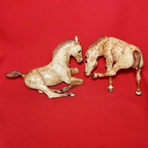 VTG Red Roan Scratching Foal Lying Down Foal Baby Horse Splatter Spots - Picture 1 of 11