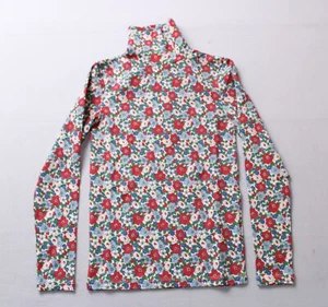 Boden Girl's Super Soft Roll Neck Top CA4 Glacier Blue Winter Floral Size 9-10Y - Picture 1 of 4