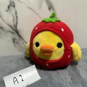 San-X Rilakkuma Strawberry Kiiroitori Plush 4" Keychain Stuffed Toy Doll Japan - Picture 1 of 11