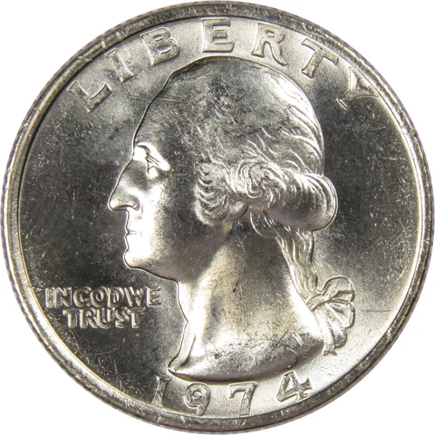 1974 Washington Quarter BU Uncirculated Mint State 25c US Coin Collectible Cover