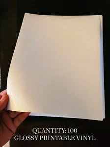 Glossy white inkjet printable vinyl - 100 pack (8.5in x 11in sheets) - Picture 1 of 2