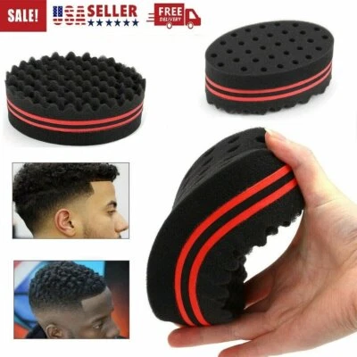 Red Double Side Magic Hair Brush Sponge Twist Wave Barber Afro Hair Curl Wave US - Image 1 of 4