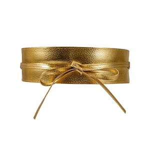 Gold Belt for Dress Obi Belts for Women Faux Leather Wrap Belt Waisband Belts... - Picture 1 of 8