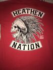 Heathen Nation T Shirt Indian Cheif Death Head Men?S Large Red Dual Sided