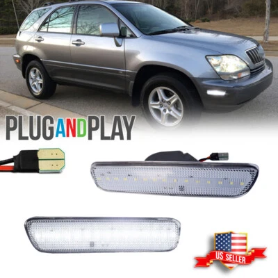 For 1999-2003 Lexus RX300 Clear Front / Rear Bumper White LED Side Marker Lights - Image 1 of 4