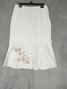 Emma James Midi Skirt womens size 6 linen blend White lined cottagecore feminine - Picture 1 of 7